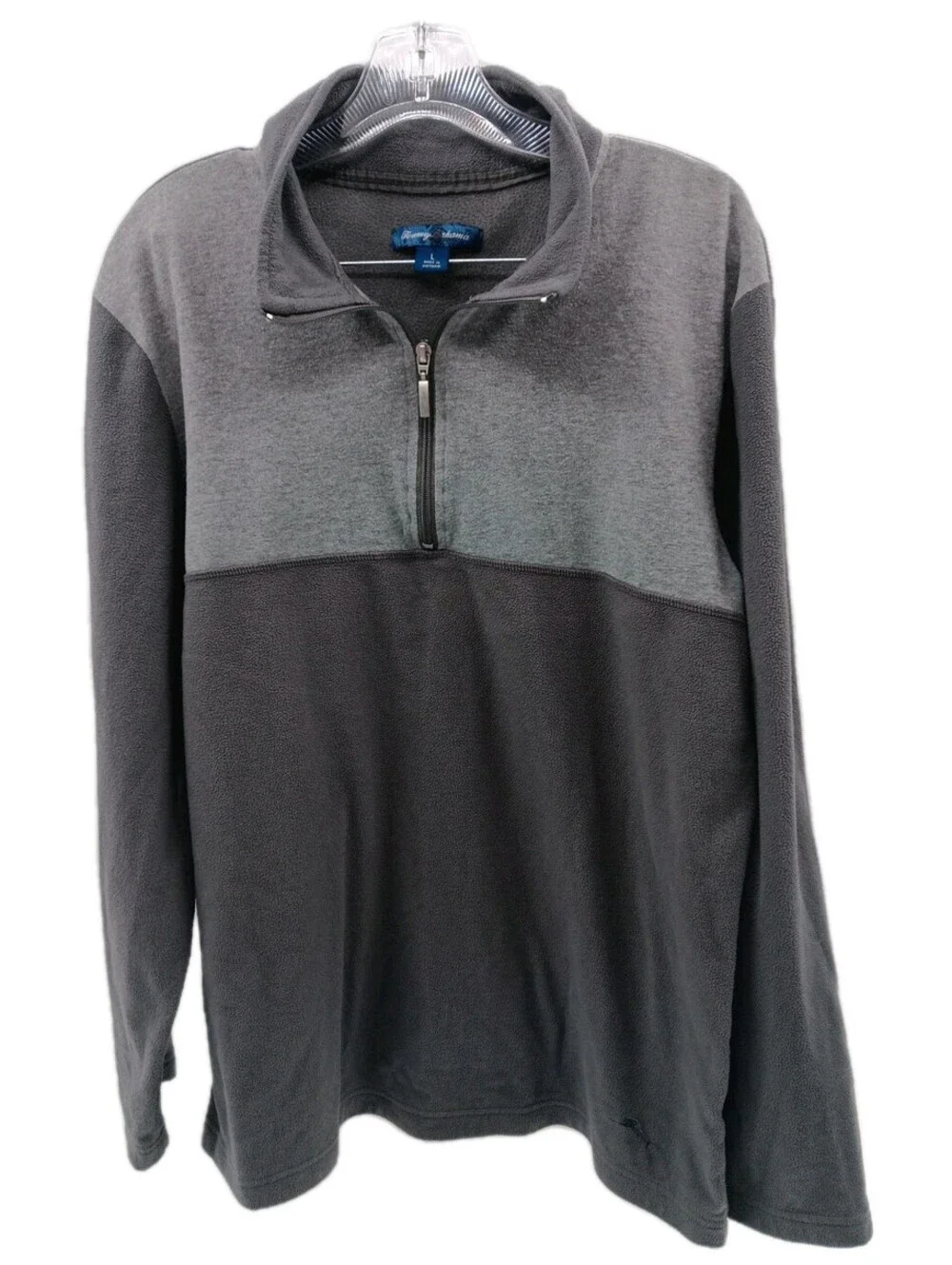 Tommy Bahama Fleece Men's Large Gray 1/4 Zip Pullover Outdoor Casual Preppy